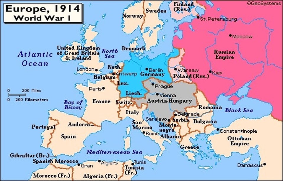 Map Of Europe 1914 - United Airlines and Travelling